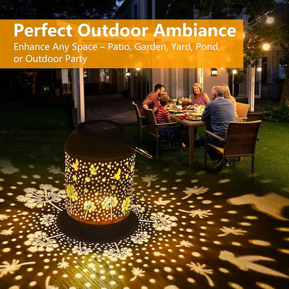 HUMIIEYE Solar Lantern Outdoor Dandelion Garden Decor, IP65 Waterproof Hanging Solar Powered Lights Birthdays Gifts for Women Mom, Metal Decorative Light for Patio Yard Lawn Porch Backyard Christmas