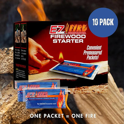 – All-Natural Fire Starters for Campfires, Fire Pits, BBQs & Fireplaces – Long Burning, Weather-Resistant, Non-Toxic & Easy to Light | 10 Pack
