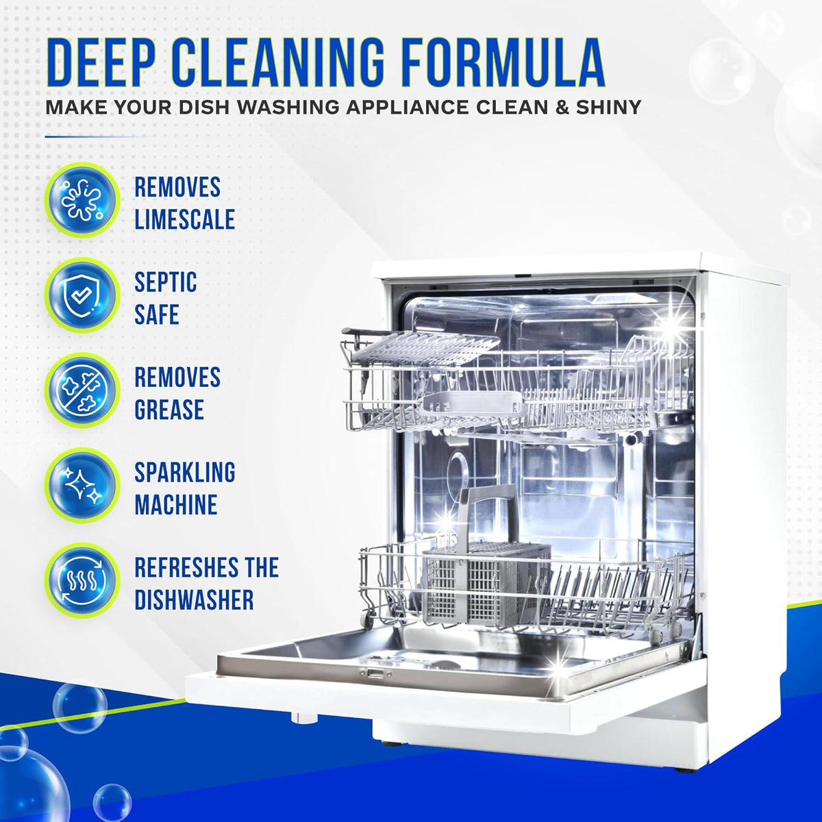 Dishwasher Cleaner and Deodorizer Tablets 26-Pack, Deep Cleaning Descaler for Dishwasher Machine, Heavy Duty, Septic Safe, Removes Grease & Build-ups