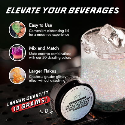 Monégasque Magic Rainbow Edible Glitter for Drinks 10g – Edible Glitter for Cakes & Cocktails – Cocktail & Drink Shimmer Powder