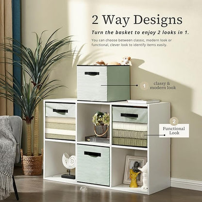 DECOMOMO Kallax Storage Cubes, 13x15x13 Storage Cube Bins with Window, Baskets for Organizing Shelves (Kallax / 4pcs, Green)