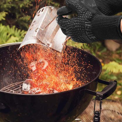 BBQ Gloves, Oven Gloves, 1472°F Extreme Heat Resistant Barbecue Gloves, Silicone Non-Slip Oven Mitts, Kitchen Gloves for Cooking, Grilling