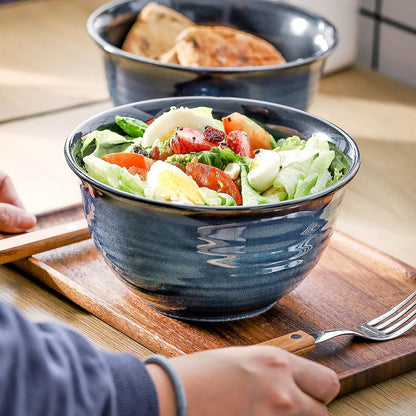 Hasense Ceramic Soup Bowls Set of 4, 40 Ounce Large Cereal Bowls for Kitchen, 7 Inch Serving Bowls for Salad Pasta Ramen Pho Popcorn