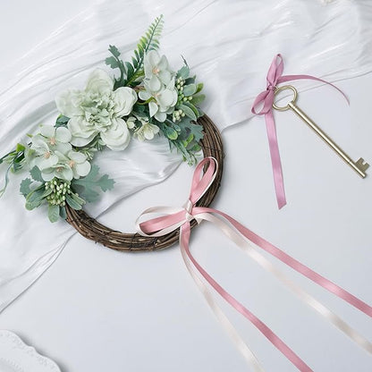 QIANF Dusty Rose Double Face Satin Ribbon 3/8 Inch x 45 Yards Champagne Pink/Rose Gold/Mauve Fabric Ribbon for Gift Wrapping, Flower Bouquets, Bows Making, Wedding Decor (3 Rolls *15Yd)