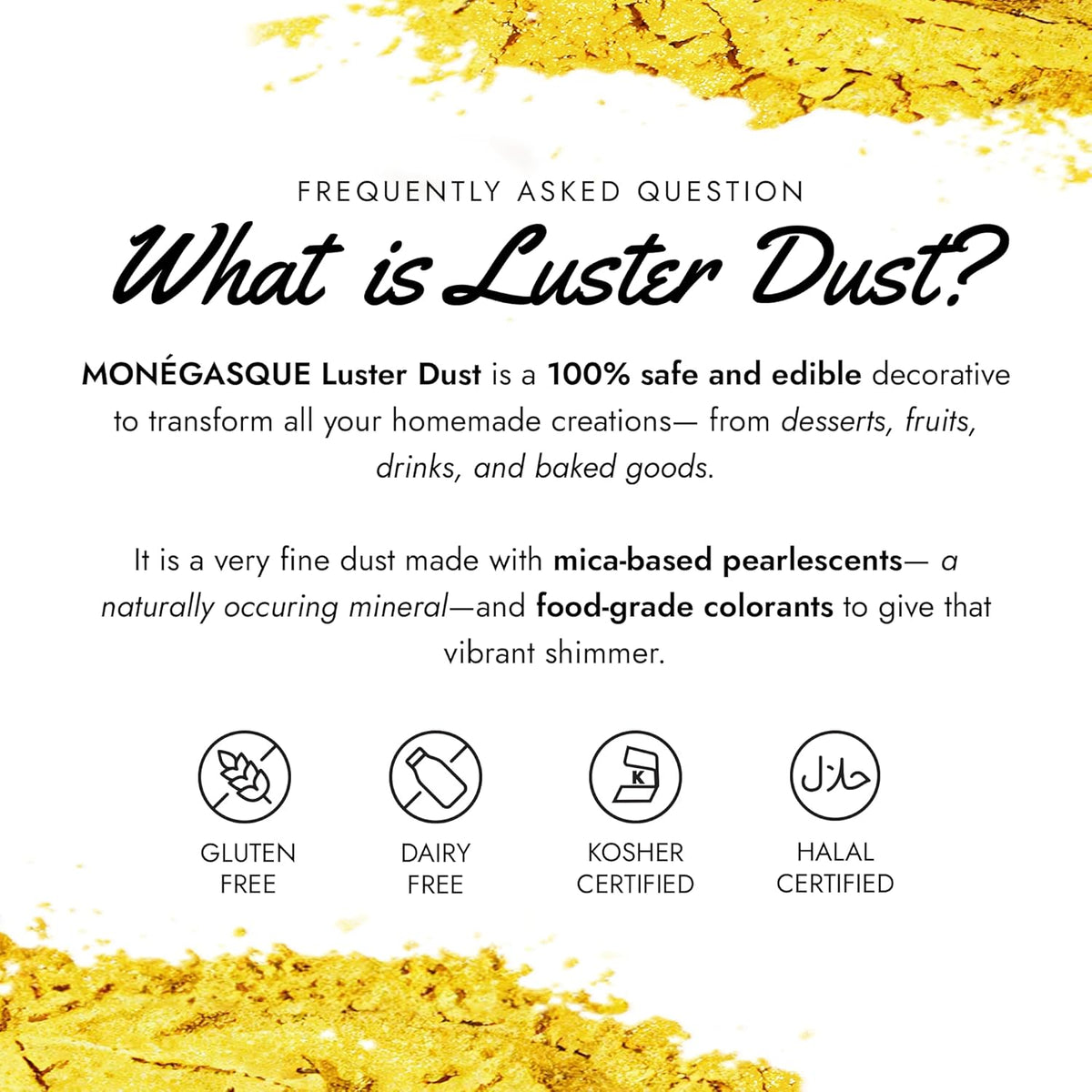 Monégasque Luster Dust Edible Glitter for Drinks 12 Pcs Set – Best Gift Idea for Bakers – Bakers Gift Set for Cake Decorations