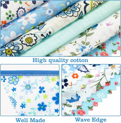 jijAcraft 39Ft Triangle Bunting Banner, 42Pcs Tea Floral Party Bunting Cotton Fabric Flags Pennant Garlands for Birthday Party, Wedding, Baby Shower, Outdoor and Home Decorations (Blue)