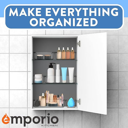 Emporio Kitchen Drawer Organizer Set - Includes 1-piece 9x6" bins, 2-piece 9x3" bins, 6-piece 6x3" Bins, 6-piece 3x3" Bins, Stackable 4 Size Storage Trays for Makeup, Kitchen, and Office, Pack of 15