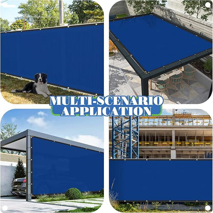 ECOOPTS 4'x19' Privacy Fence Screen Windscreen with Copper Grommets, Fit for Commercial Fence and Residential Garden Outdoor 90% UV Blockage, Cable Zip Ties Included (Blue)