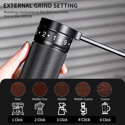 Bincoo Foldable Manual Coffee Grinder with External Adjustable Setting,Coffee Bean Grinder with Portable Storage Bag