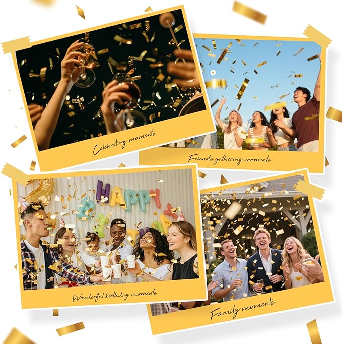 [6 Pack] 12 Inch Confetti Cannon Party Poppers Gold，LUMAFIZZ Confetti Shooters Blaster for Birthday Graduation Wedding Christmas New Year’s Eve and Any Celebrations