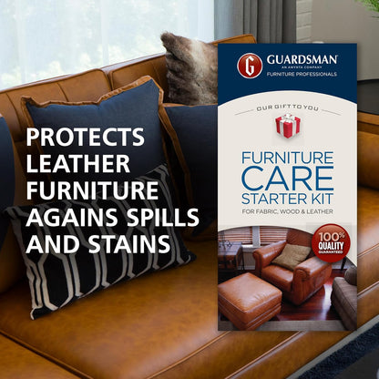 Guardsman Furniture Care Kit; Leather Conditioner, Polishing Cleaner; Includes 5 Clean & Renew Wipes, 5 Protect & Preserve Wipes; 1 Dusting Cloth; 1 Clean & Polish and 1 Stain & Odor Eliminator Spray