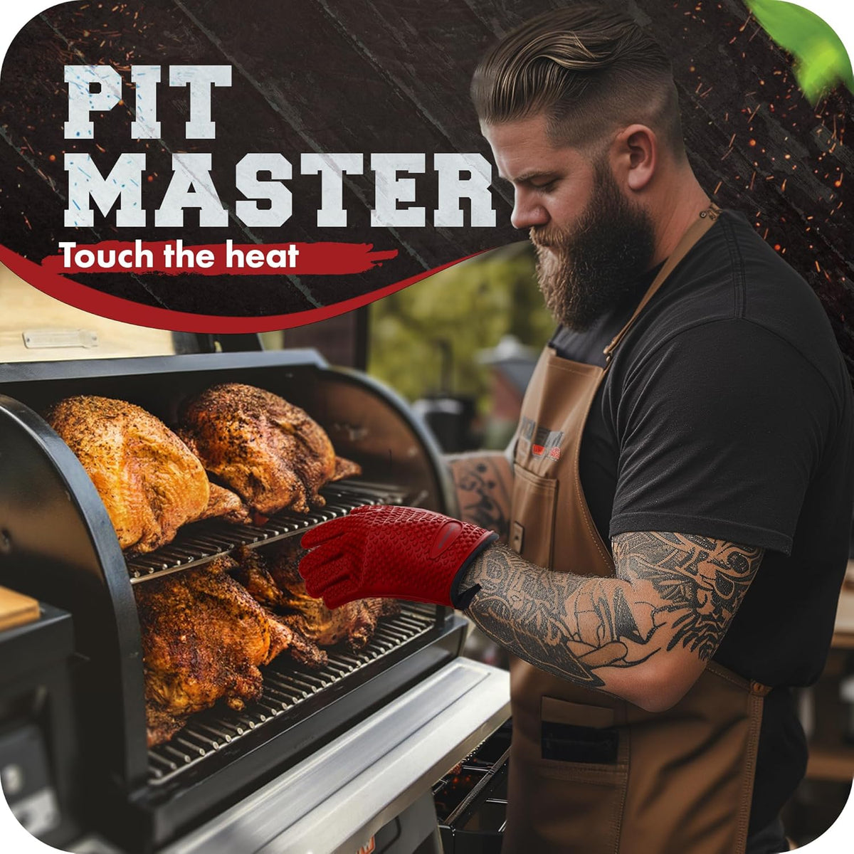 Kitchen Perfection Silicone Smoker Oven Gloves - Extreme Heat Resistant BBQ Gloves - Handle Hot Food Right on Your Smoker Grill Fryer Pit