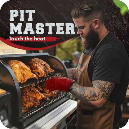 Kitchen Perfection Silicone Smoker Oven Gloves - Extreme Heat Resistant BBQ Gloves - Handle Hot Food Right on Your Smoker Grill Fryer Pit