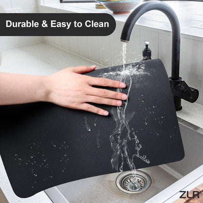 ZLR Coffee Mat - 12" x 20" Middle Kitchen Hide Stain Absorbent Dish Drying Mat for Countertop