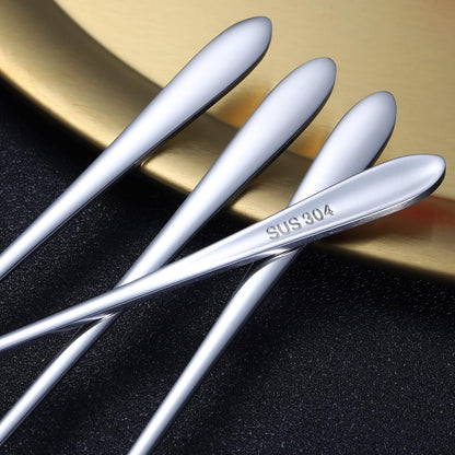Long Coffee Spoons Steel Set of 6 Stainless Coffee Stirrer Iced Cream Scoop Cocktail Mixing Spoons (6)