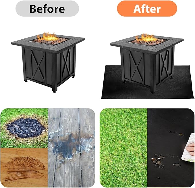 Large Under Grill Fire Pit Mats 42"x60" - Oil Waterproof BBQ Camping Stove Fireproof Mat, Reusable Easy Clean Gas Grill Mat for Outdoor Deck Protector