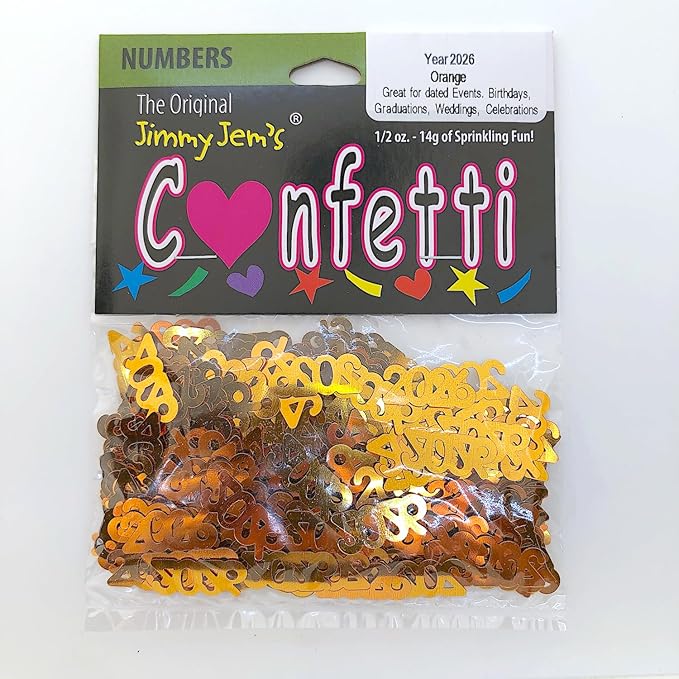 Confetti Year 2026 Orange - 2 Half Oz Bags (1 oz) #7343 Q01
