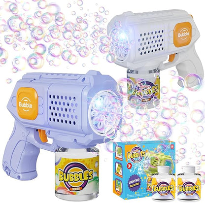 PANACARE 2 Packs Bubble Gun for Kids Automatic bubbele Maker with 10 Holes/Lighting/10000+Bubbles/Min Portable Bubble Machine with Bubble Solution Best Toy Gifts for Birthday/Party/Wedding