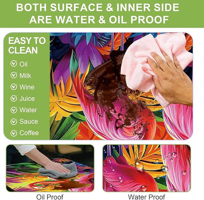 ANNA QUEEN Tropical Flamingo Summer Flower Picnic Table Cover 6FT with Bench Covers Picnic Table Cover Set 3PCS 72"x30", Outdoor Bench and Tablecloth Furniture Protection