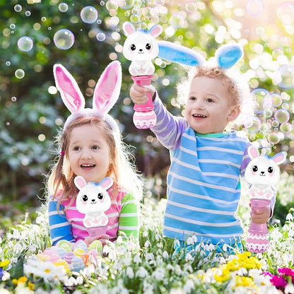 Letapapa 2 Pack Bubble Wands for Kids, 11.2 inch Automatic Bubble Blower with Light for Girls, Bubble Toy for Easter Party Favor Basket Stuffers(Purple&Pink)