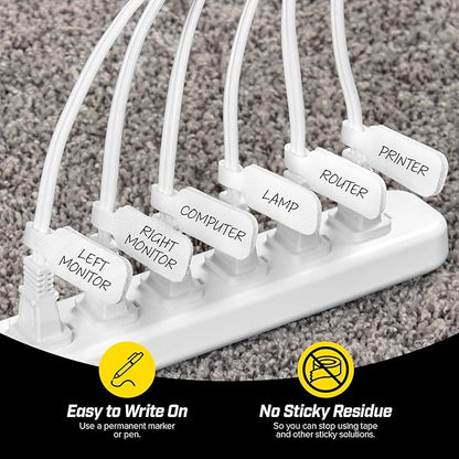 Wrap-It Storage Cable Labels - Medium, White (30-Pack) Write On Cord Labels, Wire Tags for Cable Management and Organizer for Electronics, Computers and More