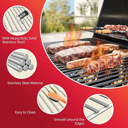 15''D x 25.5''W Grill Grates Replacement for Broil King Models: 945584,Silver Stainless Steel Grill Grate for Broil-Mate Models: 1155-54，2Pack Grill Grates for Sterling Models: 415557