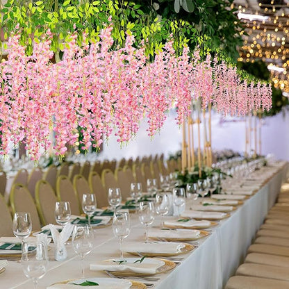 Alotiki Wisteria Hanging Flowers,75 Pack Fake Hanging Flowers,Wisteria Artificiales Garland for Home Wedding Arch Floral Party Garden Ceremony Outdoor Decor,3.6 Feet Long(75,Pink)