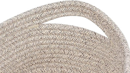CubesLand Rectangle Organization/Storage Basket, Natural Cotton Rope Woven Baskets for Organizing, Small Basket for Kids, Baby Nursery, Cat Dog Toy Baskets, Organizer Bins for Shelves 3Pc Light Brown
