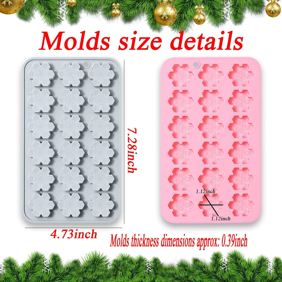 2 Pcs Snowflake Silicone Molds, 18-Cavity 3D Christmas Snowflake Chocolate Silicone Molds for DIY Christmas Winter Jello Candy Cupcake Fondant Baking Polymer Clay Decoration