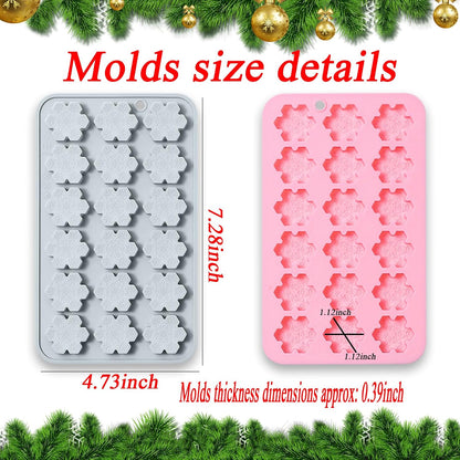 2 Pcs Snowflake Silicone Molds, 18-Cavity 3D Christmas Snowflake Chocolate Silicone Molds for DIY Christmas Winter Jello Candy Cupcake Fondant Baking Polymer Clay Decoration