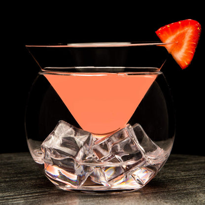 Lemonsoda Stemless Martini Glasses with Chiller - Set of 4 - Elegant Cocktail Glass Set with Server Bowl - Martini Gift Set for Margarita