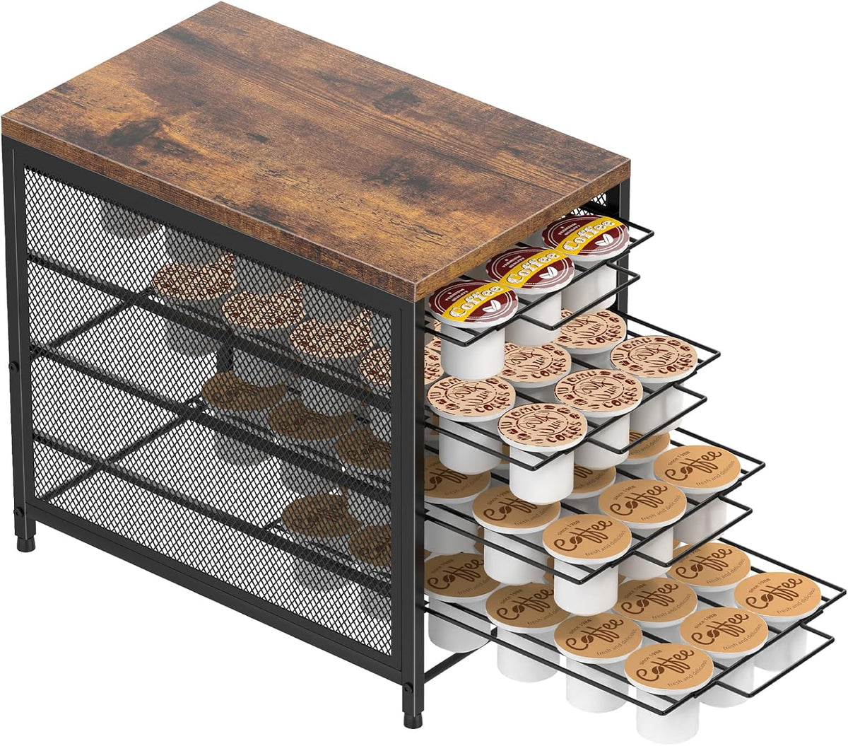 Nananardoso Coffee Pod Holder For Counter, 4 Tier Coffee Pod Drawer for Keurig Pod Storage Drawer Holder