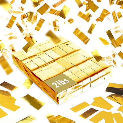 Gold Bulk Confetti Paper 2.2lbs / 1kg – Biodegradable Tissue Paper Confetti, Non-Staining, Fire-Resistant | Parties, Events, Graduation, Confetti Launcher Machine Refill