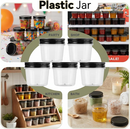 novelinks 4 oz Plastic Small Mason Jars and Small Plastic Jars with Lids