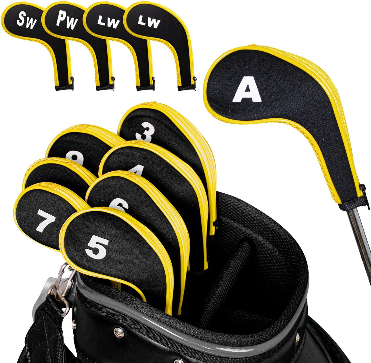 Golf 12pcs Thick Synthetic Golf Iron Head Covers Set Headcover Fit All Brands Callaway Ping Taylormade Cobra Etc. Also Custom Name