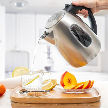 Mixpresso Stainless Steel Electric Kettle, Cordless Pot 1.7L Portable Electric Hot Water Kettle, 1500w Strong Fast Boiling Pot, Water Boiler