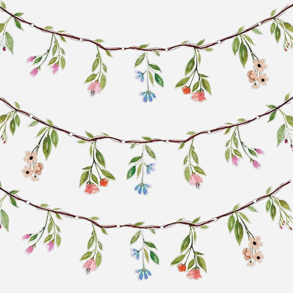 3set Flower Plastic Banner Wildflower Garland for Party Supplies Home Decorations