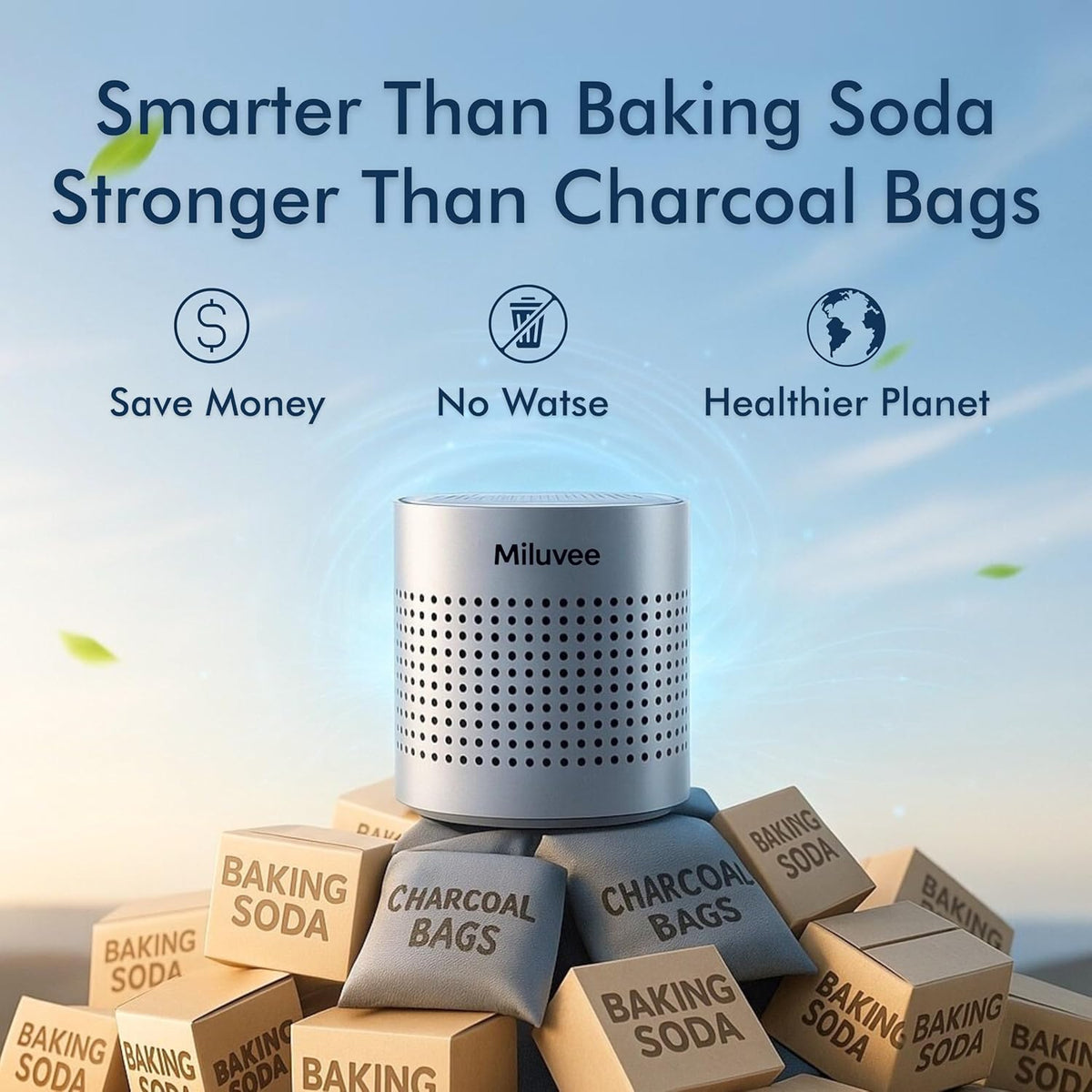 Premium Refrigerator Deodorizer, 10-Year Reusable Odor Eliminator for Car, Closet, Fridge, Shoe, Basement | No Power, No Refill, No Scent Air Purifier, Outperforms Baking Soda Charcoal Bags