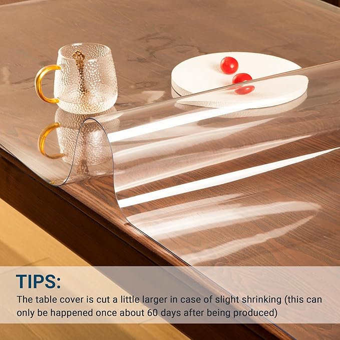 Clear Table Cover Protector 16x24.1 Inch Rectangle, 1.5mm Transparent Plastic Table Protector Waterproof, Anti-Scratch Clear Desk Mat for Office Desktop Dresser Dining Table, FDA Compliant