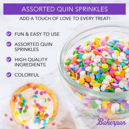 Bakerpan Heart Sprinkles for Baking, 4 Ounces Pink Heart Sprinkles Edible, Made in USA