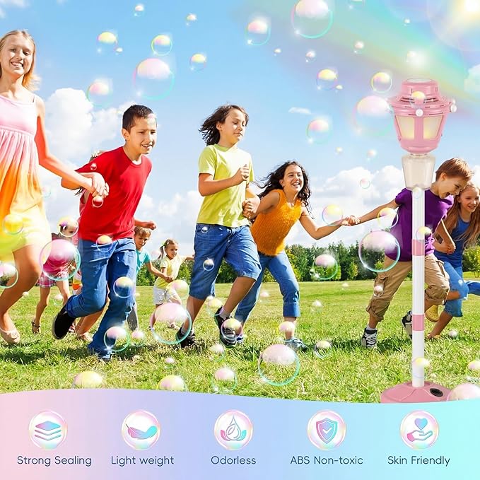 Automatic Bubble Machine with Music & Lights, Battery Operated Bubble Blower Maker for Kids and Adults, Outdoor Toy for Wedding, Birthday & Party