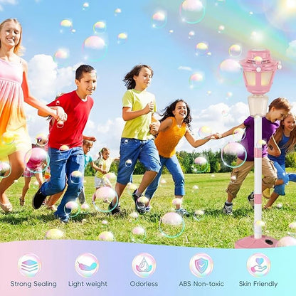 Automatic Bubble Machine with Music & Lights, Battery Operated Bubble Blower Maker for Kids and Adults, Outdoor Toy for Wedding, Birthday & Party