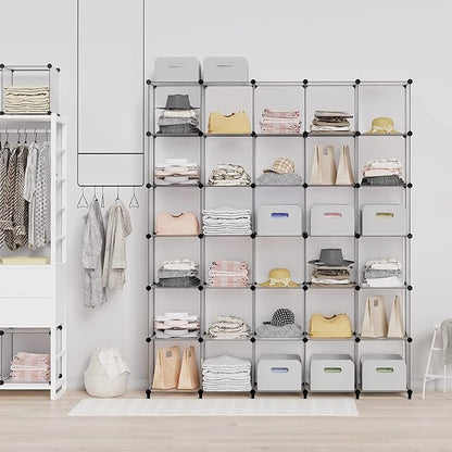 HOMIDEC Closet Organizers and Storage, 9 Cube Storage Organizer, Portable Closet Organizer Storage Cubes Shelves for Clothes, Bedroom, Wardrobe, Kids Room, Bathroom, Transparent