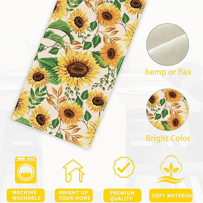 Table Runner Sunflower Leaves Table Runners Summer Seasonal Kitchen Dinning Decor for Indoor Outdoor Holiday Home Wedding Party 13x70 Inch