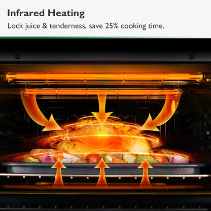 Infrared Heating Air Fryer Toaster Oven Combo, with Non-toxic Enamel-coated Interior, Extra Large Countertop Convection Oven 10-in-1 Combo, 6-Slice Toast, Enamel Baking Pan Easy Clean
