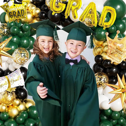 Graduation Balloon Arch Garland Kit Green Gold Black White Graduation Decorations 2026 for College High School Class of 2026 Grad Party Prom Decor