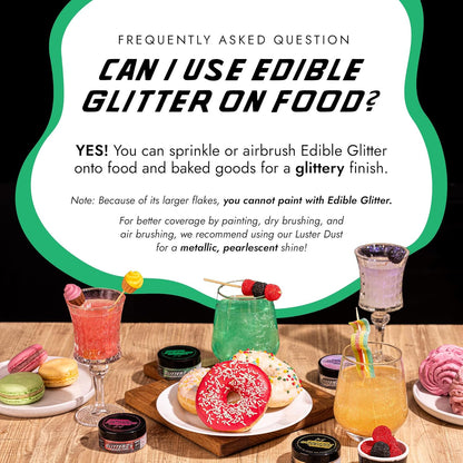 Monégasque Eden Green Edible Glitter for Drinks 10g – Edible Glitter for Cakes & Cocktails – Food Coloring Spray for Halloween Cake Decorations