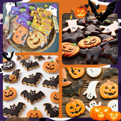 5-PIECE Halloween Cookie Cutters Set Stainless Steel cookie cutter molds Pumpkin, Bat, Ghost, Witch's Hat