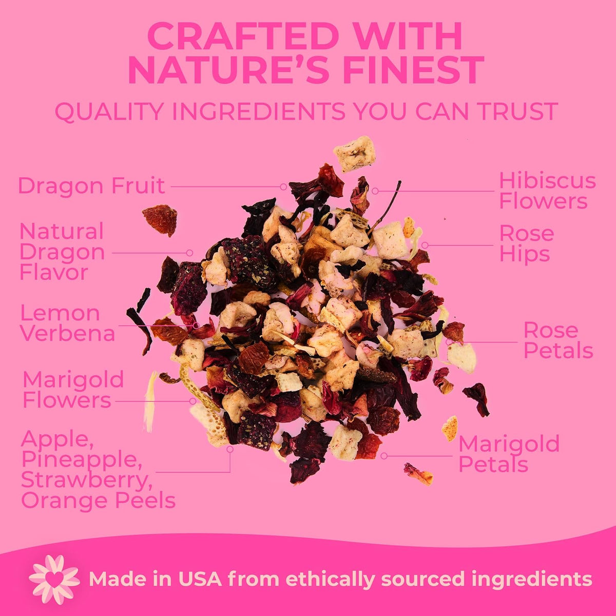 Katy’s Dragonfruit Loose Leaf Tea, Hydrating & Fruity Herbal Tea, Hibiscus, Dragonfruit & Pineapple, Caffeine-Free Fruit Tea, 30+ Cups, Hot or Iced