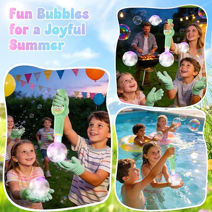 Smoke Bubble Machine, Elastic Bubble Fog Wand, Rechargeable Fog Bubble Machine with Lights & Sound, for Parties Outdoor Interactive Fun (Green)